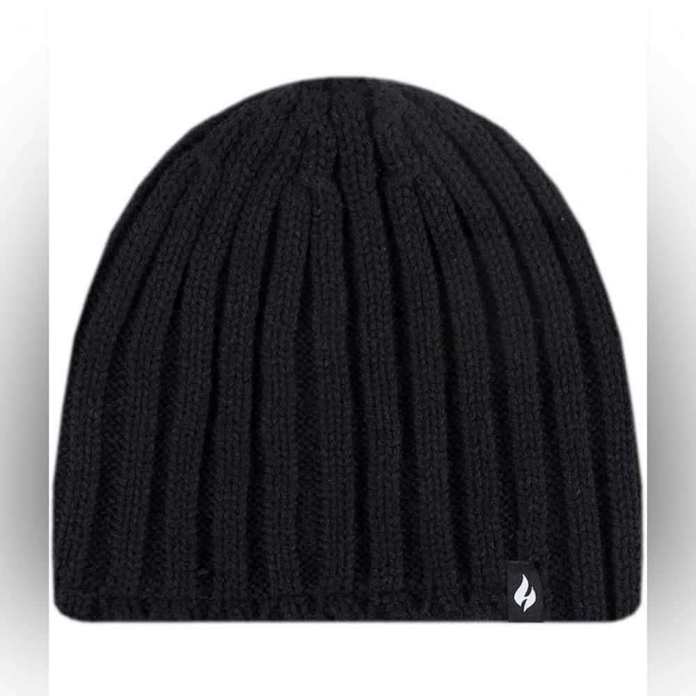 Heat Holders Men’s Black Ribbed Knit Beanie One Size